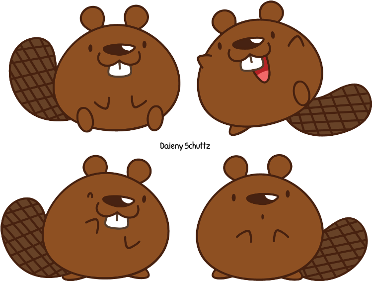 Drawn Beaver Kawaii - Drawing (790x600)