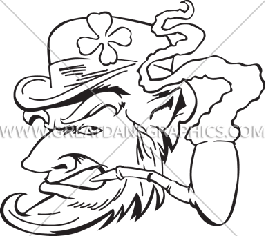 Leprechaun Profile - Line Art (385x342)