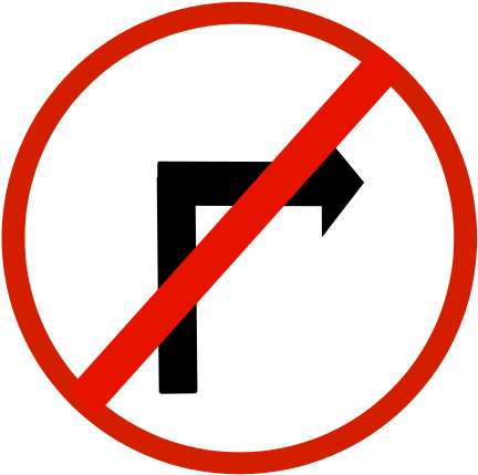 Do Not Turn Right Sign (566x800)