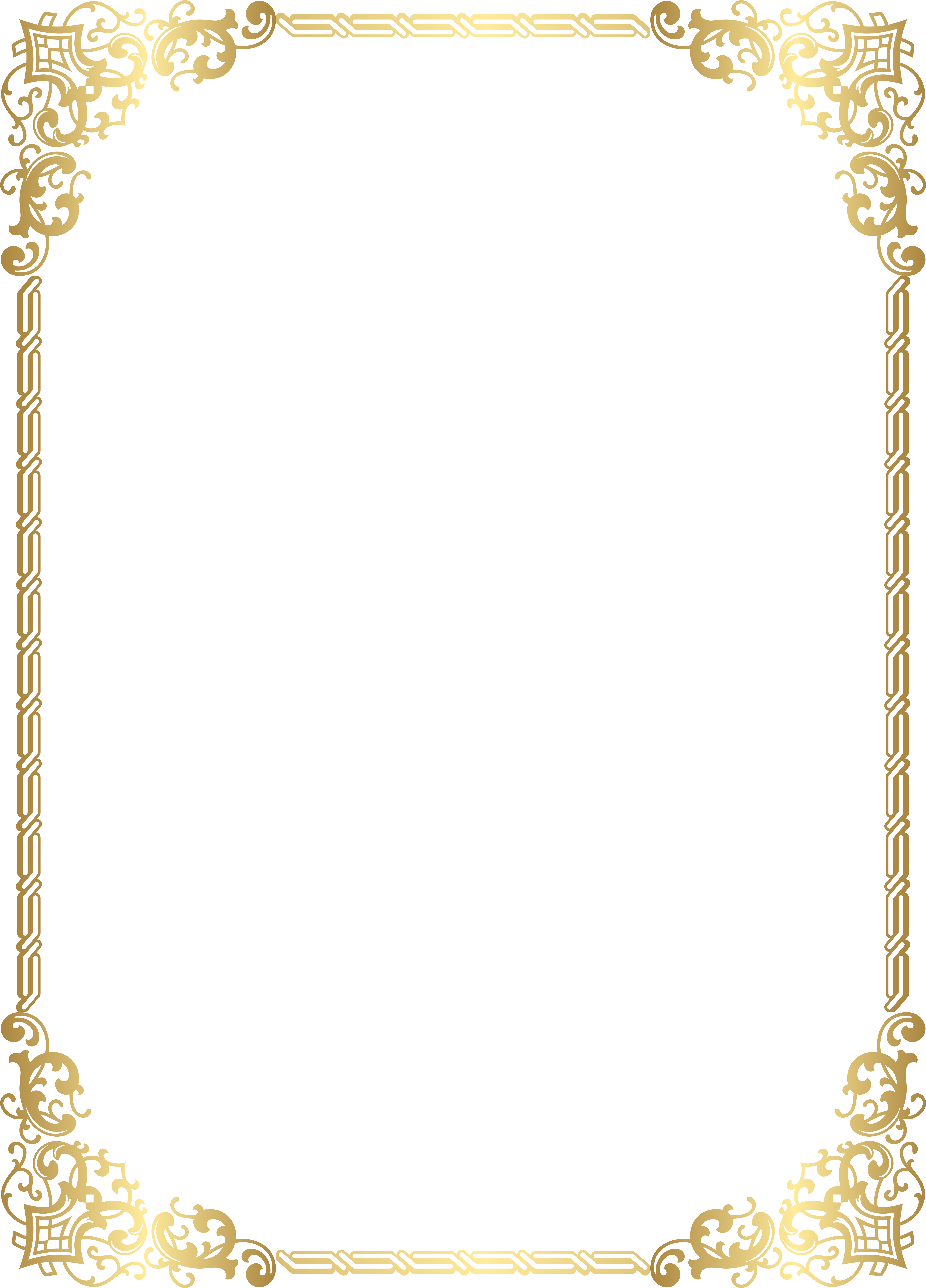Gold Border Frame Transparent Clip Art Image - Gold Border Clip Art (5753x8000)