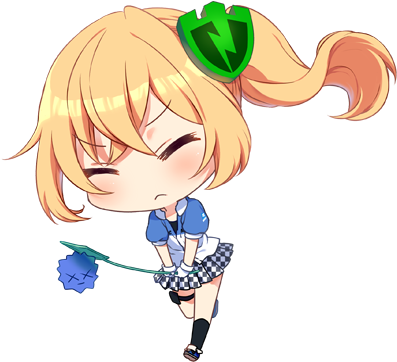 ウイルスをハエ叩きで倒す早坂まもり - Cartoon (400x391)