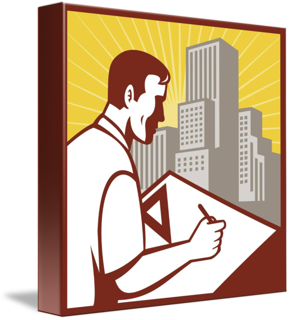 Cartoon Architect Drawing (589x650)