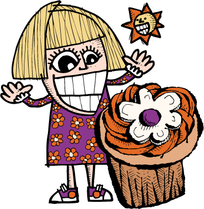 Cupcakes - Cartoon (400x409)