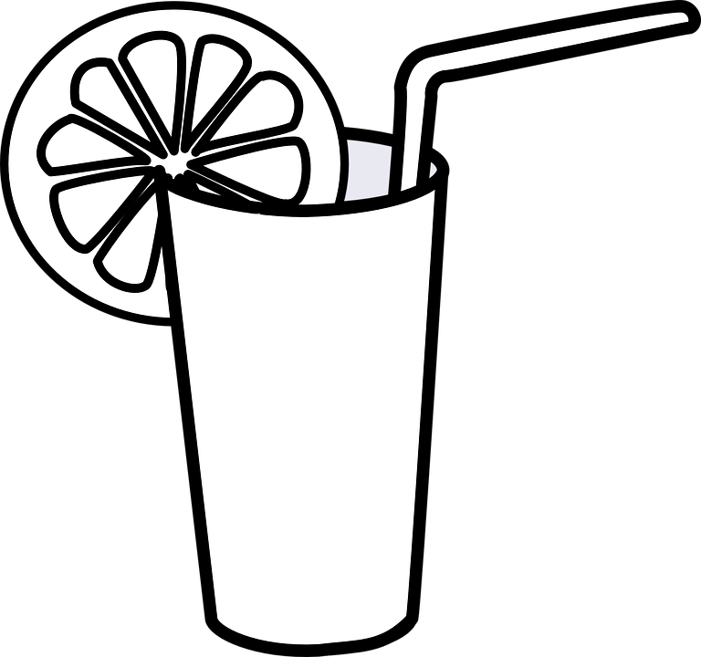Glass Of Juice Clipart Black And White Drink Free Download - Drink Black And White (768x720)