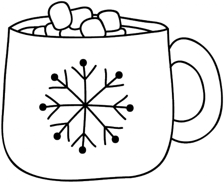 Hot Cocoa Doodle Template - Snowflake (456x372)