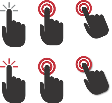 Hand Click Click Here Finger Touch Click I - 広告 クリック (369x340)