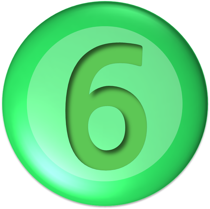 Button Clipart Number 6 - Number (720x720)