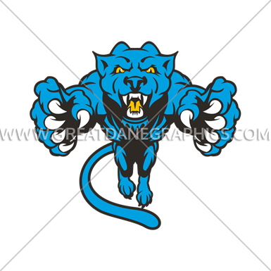 Pouncing Cartoon Panther Mascot - Crest (385x385)