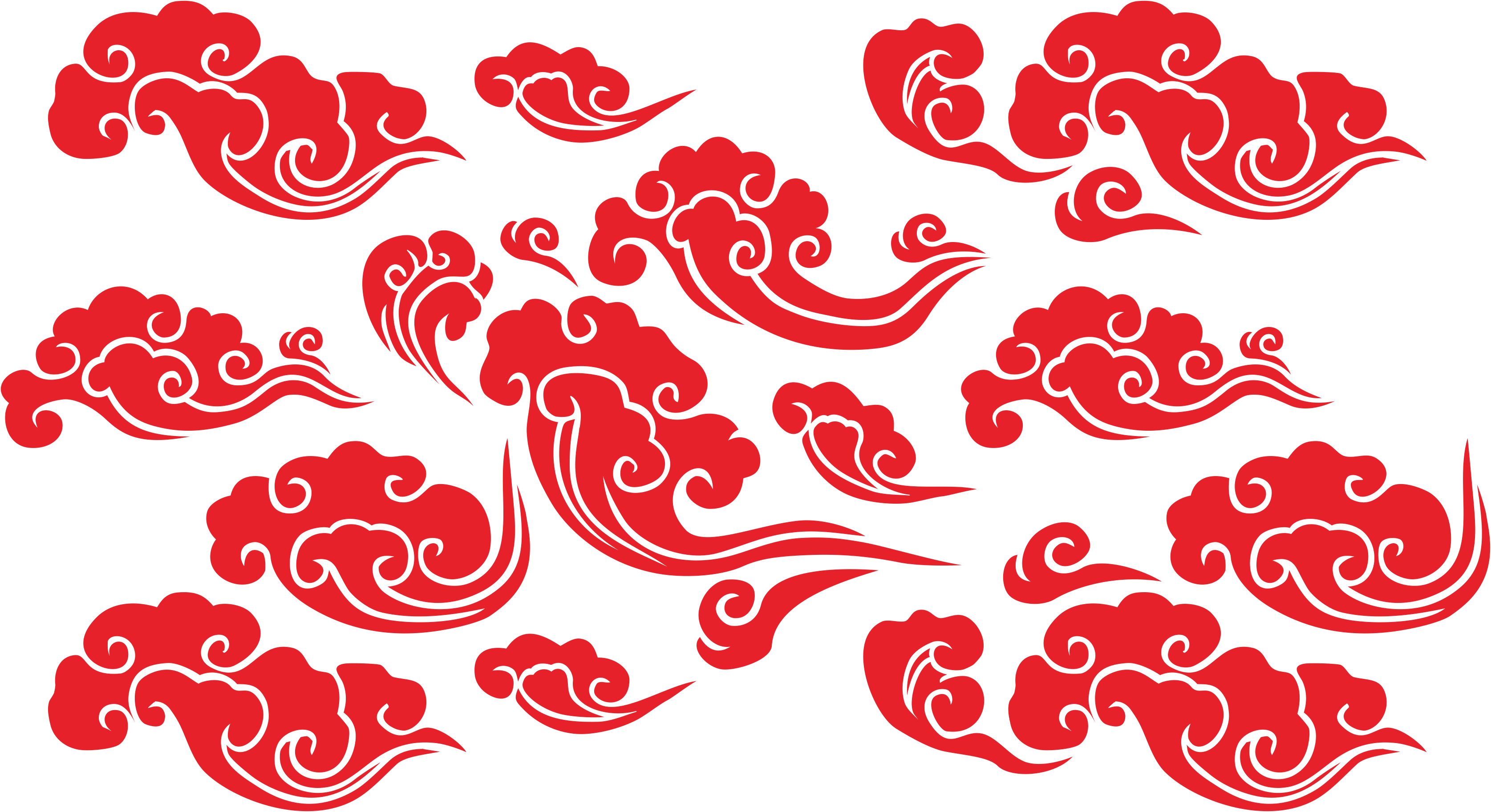 Red Cloud Clipart Vector - Chinese Cloud Vector Png (3350x1825)