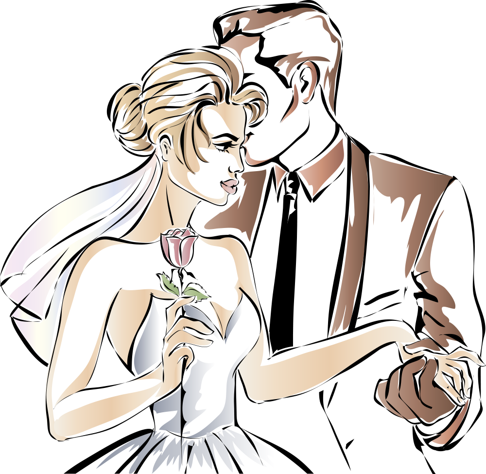 Wedding Invitation Couple Clip Art - Vector Graphics (1000x975)