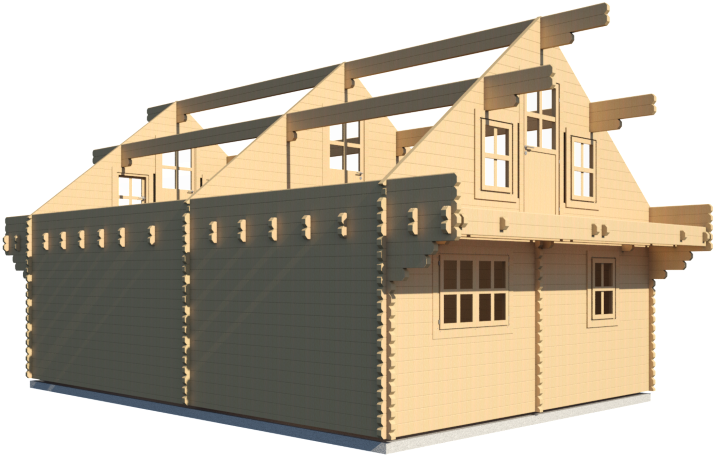 Framing Timber Walls In Revit® Model - Cnc Log Cabin (774x480)
