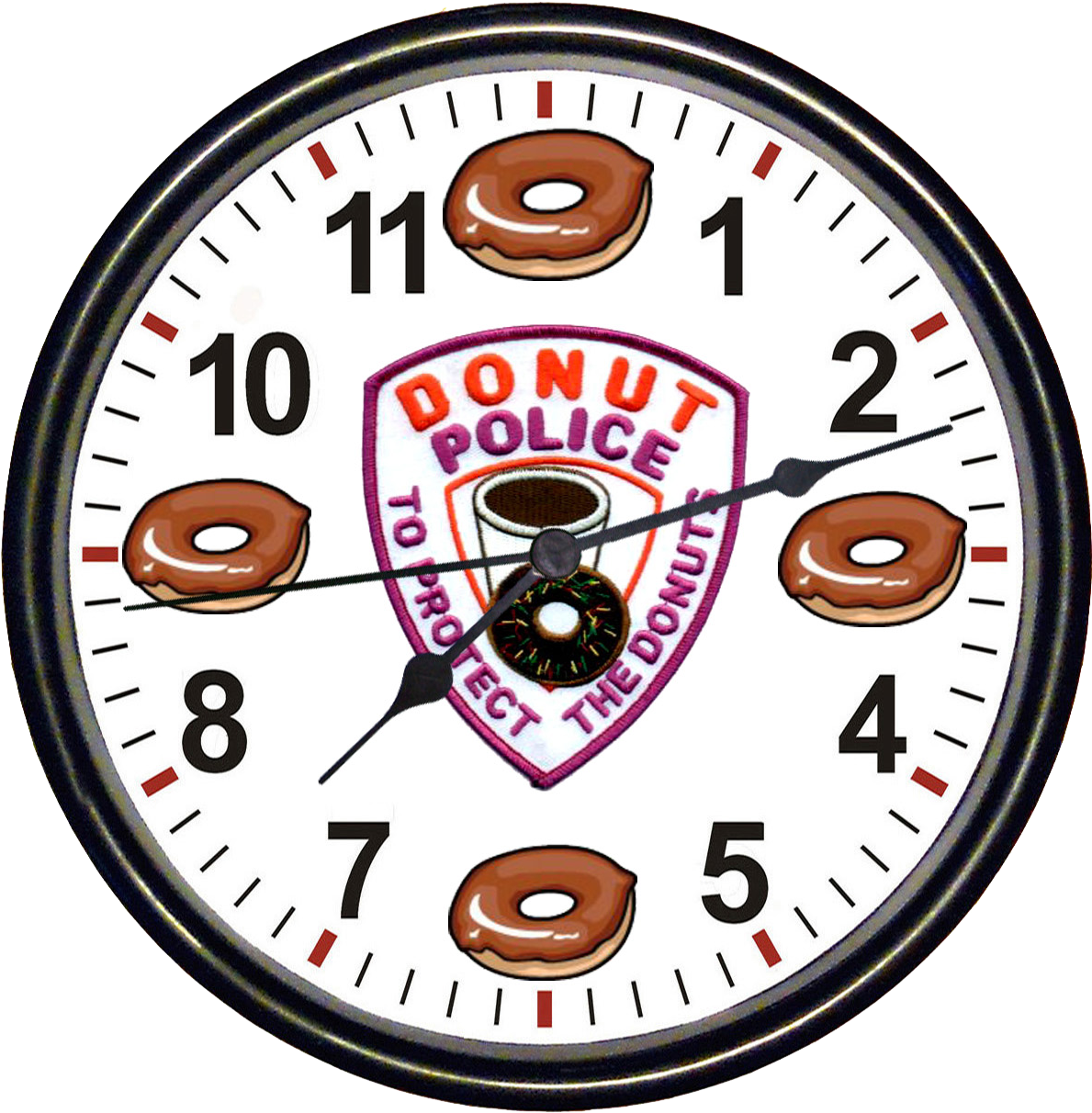 Donut Police Clock - Clock (1388x1388)