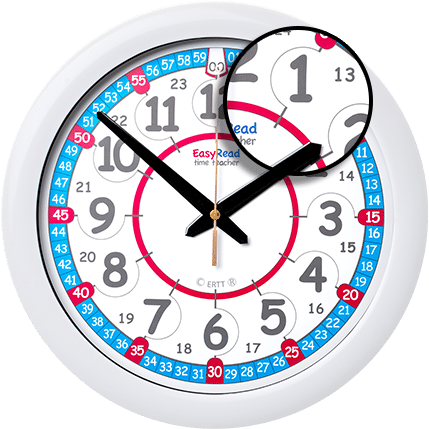 Red White Blue Time Teaching Clock - Easyread Time Teacher Children's Wall Clock With Simple (500x500)