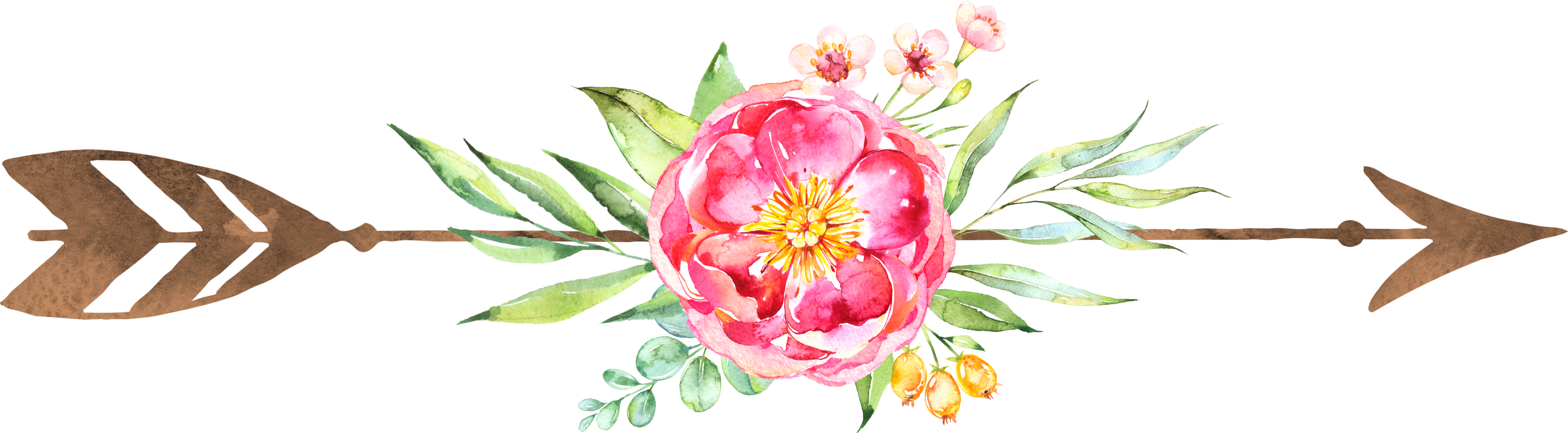Flower Arrow Png (3621x1001)