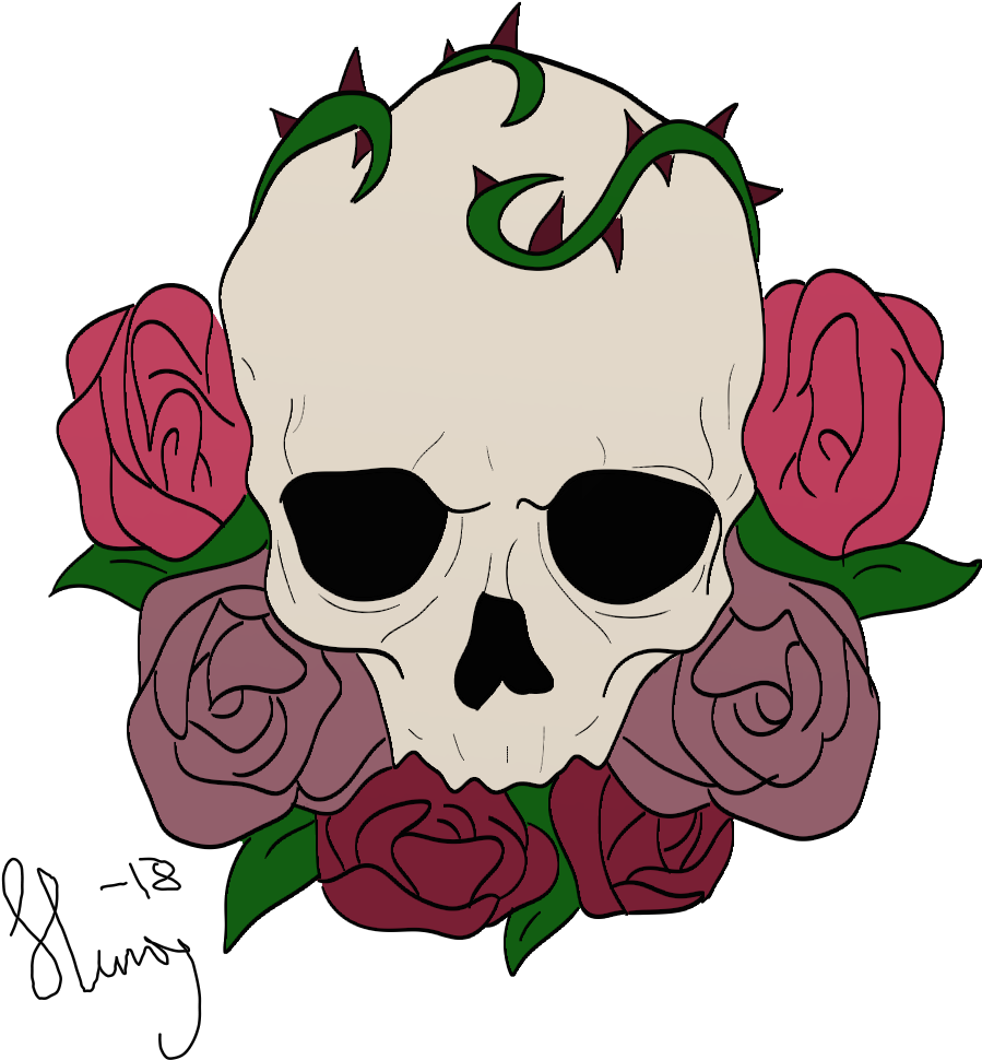 Skull And Roses - Skull (1010x1010)