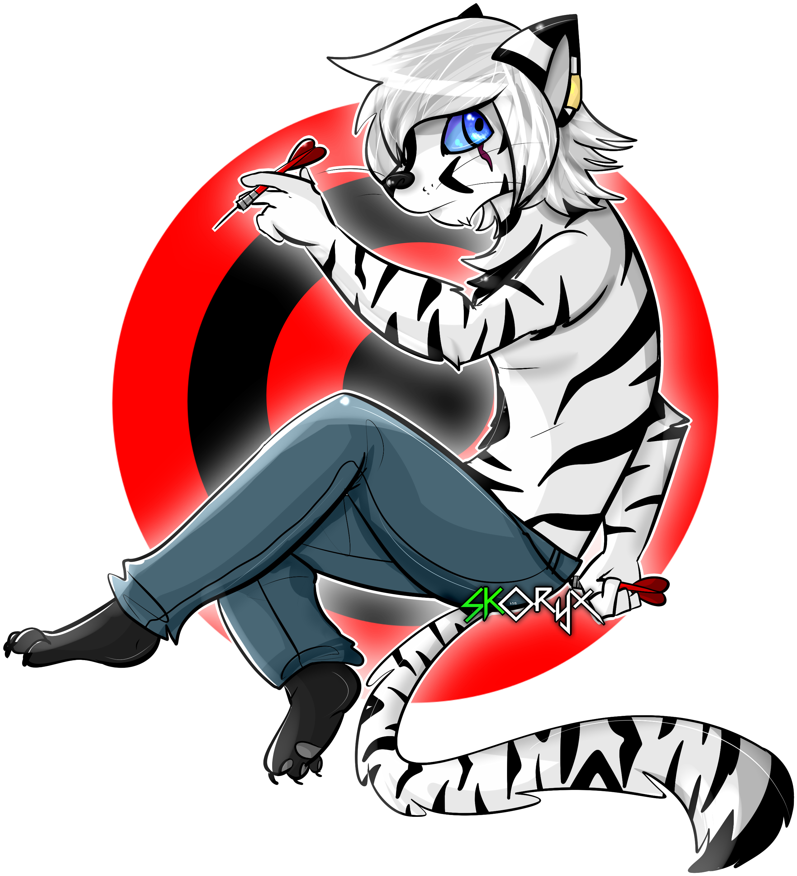 -tiger Darts By Skoryx - Cartoon (2662x2962)
