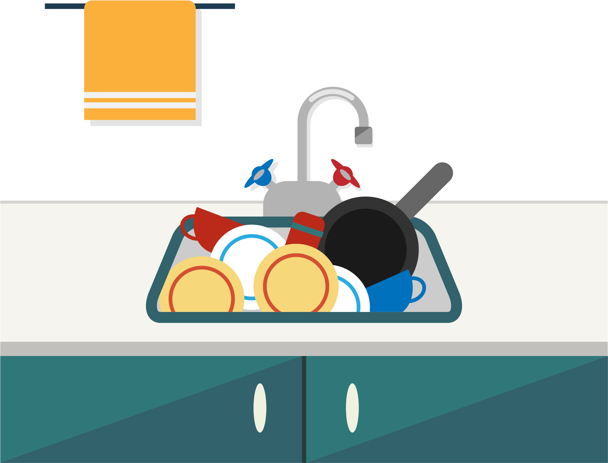 Towel Sink Kitchen Cartoon - อ่าง ล้าง จาน การ์ตูน (2084x2084)