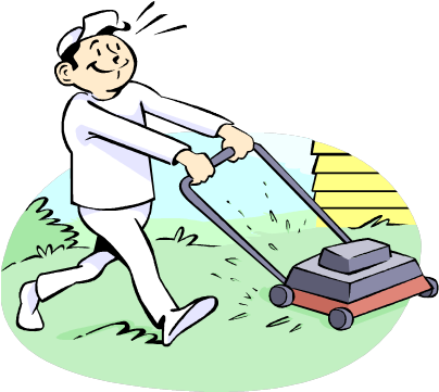 Mi Padre - Someone Pushing A Lawn Mower (406x368)