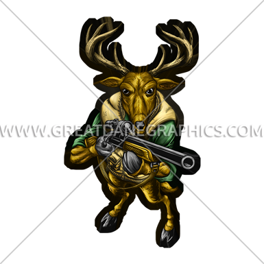 Deer With Rifle - Illustration (385x385)