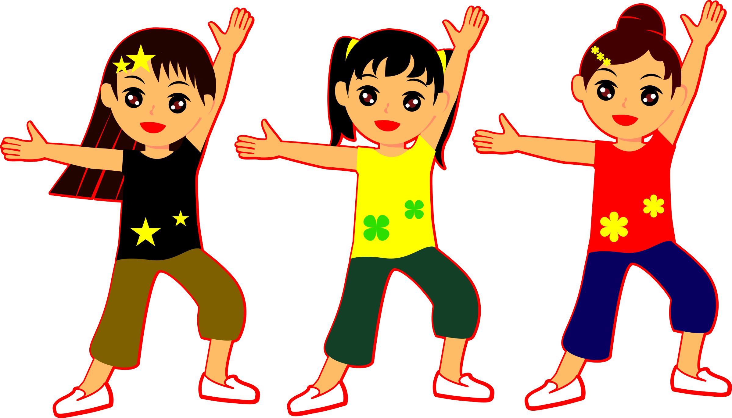 Big Image - Girls Dancing Clipart (2400x1371)