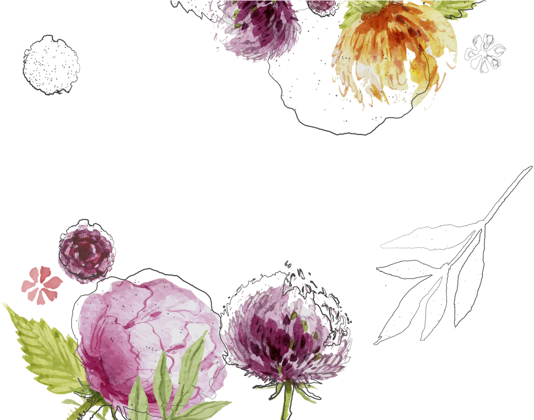 Wedding Invitation Watercolour Flowers Watercolor Painting - Watercolor Flowers Vector (1368x855)