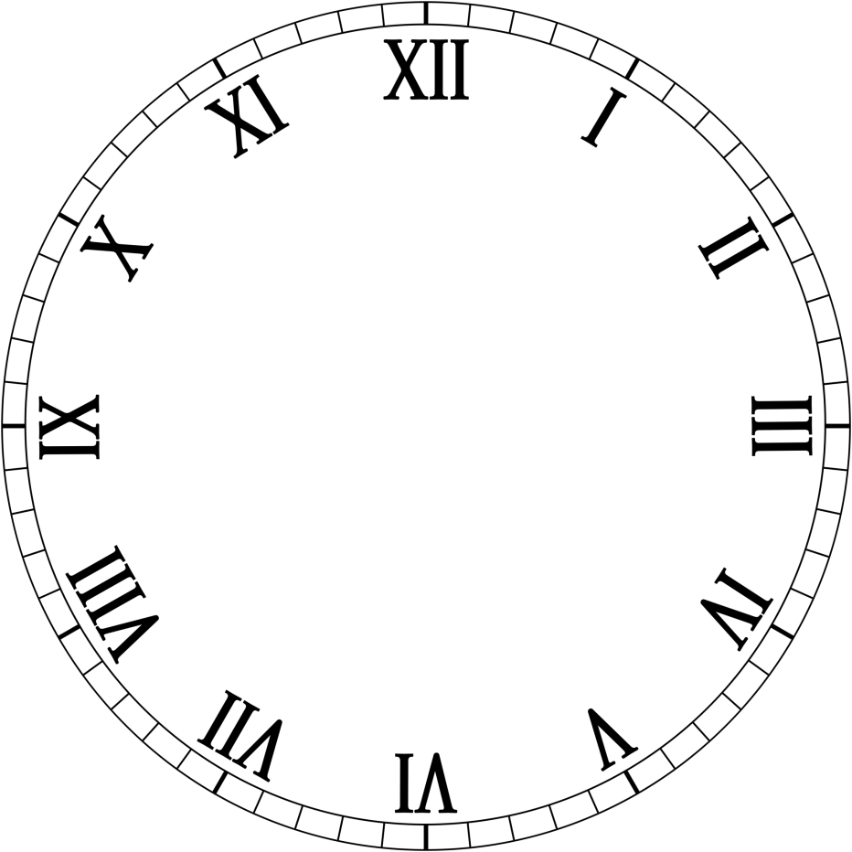 Clock No Hands Png Clipart - Clock Face Roman Numerals (1024x1024)