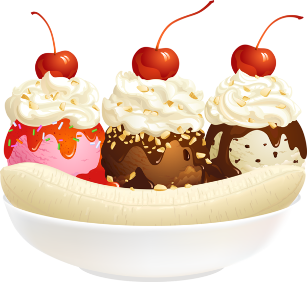 Glaces - Banana Split Ice Cream (600x551)