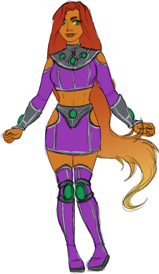 Starfire Outfit Redesign - Drawing (693x994)