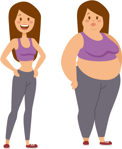 Fat Clip Art - Thin Fat Comparison Vector (500x500)