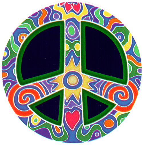 Window Sticker / Decal - Retro Peace A Hippie Window Sticker Decal Circular (500x510)