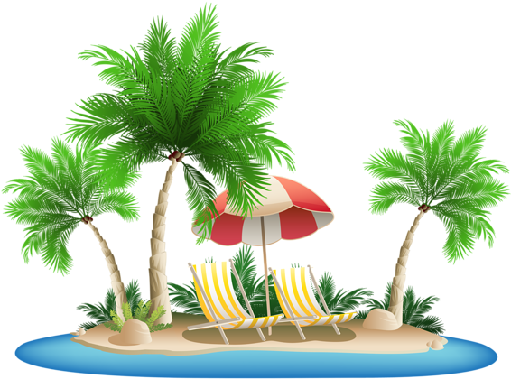 Palm Tree Beach Clipart (600x442)