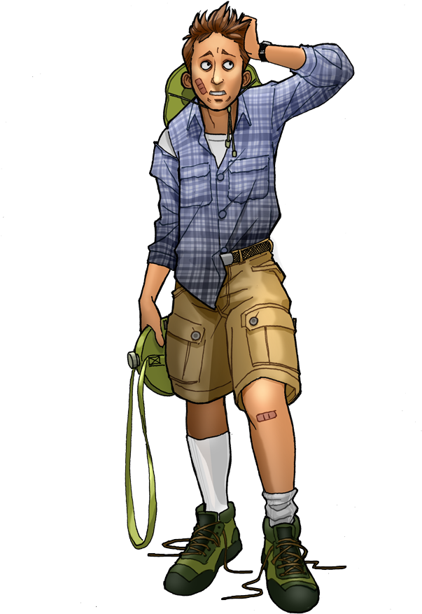 Scared Hiker By E-mankim - Cartoon (675x901)