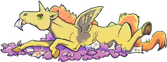 Munching Unicorn - Cartoon (600x241)