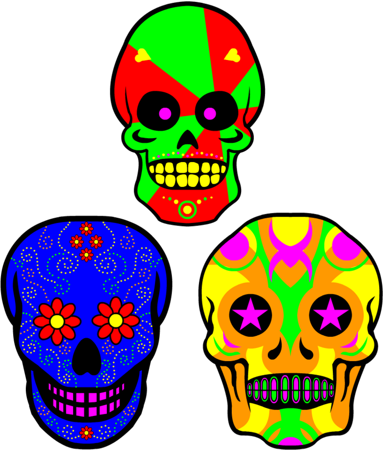Necro Neon Skulls - Skull (822x972)