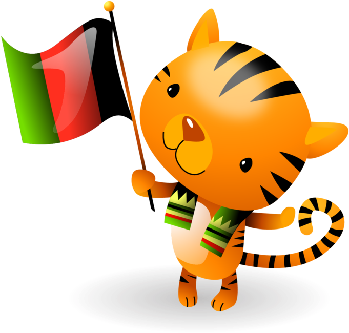 Kwanzaa Flag Waving Tiger Cub - Vector Graphics (716x700)
