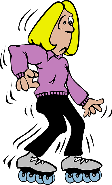 Rollerblading Beginner Clip Art - Clipart Rollerblading (389x640)