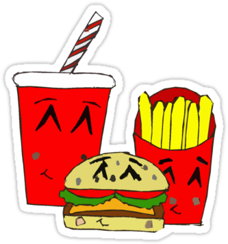 Cute Fast Food Cartoon Stickers By Zozzy-zebra - Fast Food Cartoon Cute (375x360)