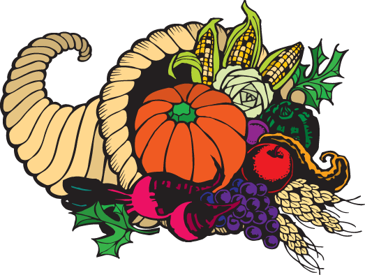 Cornucopia Clipart Health Food Pencil And In Color - Thanksgiving Clip Art (523x394)