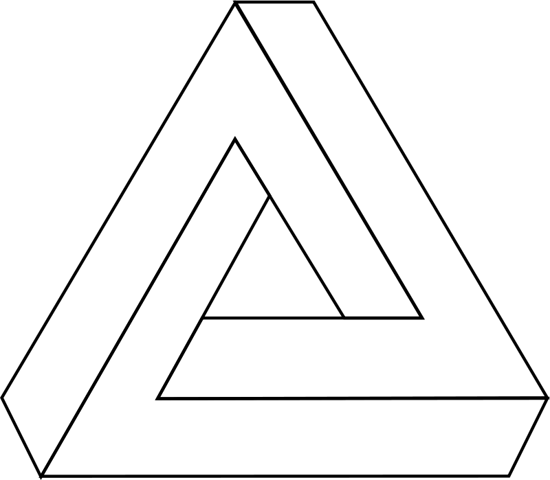 Free Impossible Triangle - Impossible Triangle Optical Illusion (800x699)