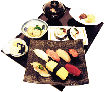 ４,３２０円 小鉢にぎり鮨盛り合わせ １１個 巻物本日のお椀デザート - Pu Pu Platter (393x332)