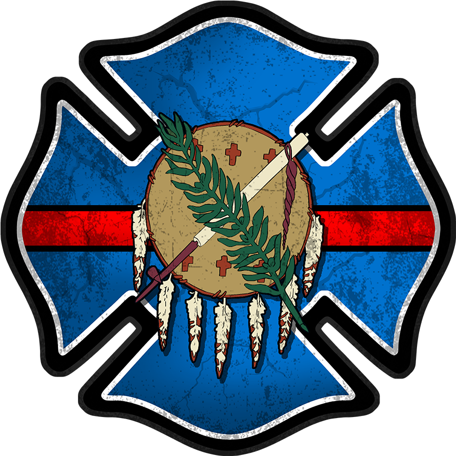 Oklahoma Firefighter Decal - Oklahoma State Flag (900x900)