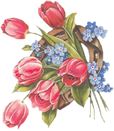 Tulip Clipart, Vintage Postcards, Greeting Cards, Watercolor - Gifs De La Virgen Maria (394x453)