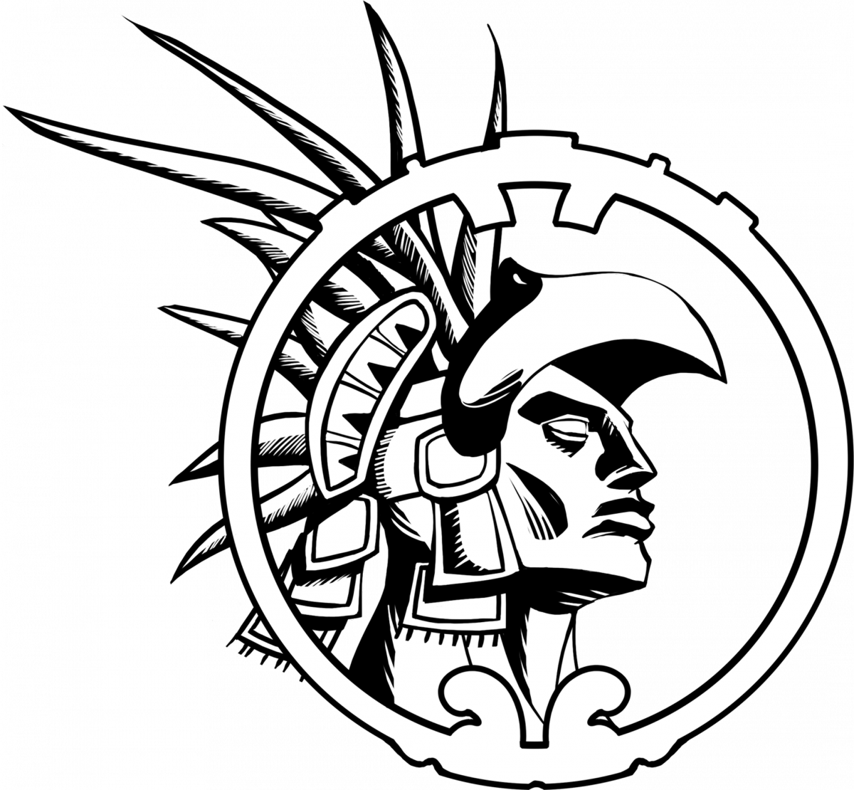 Aztec Warrior Drawings Easy (1200x1110)