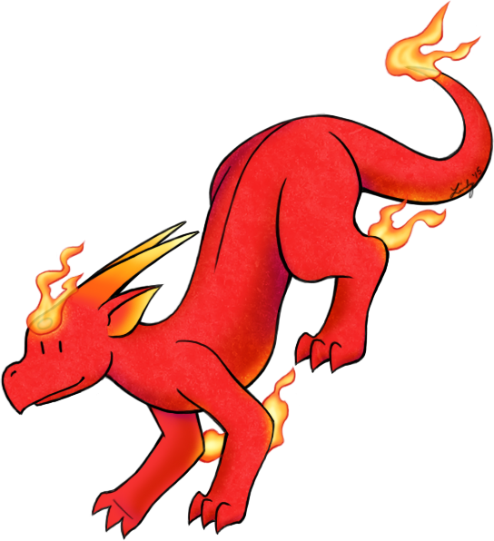 Friendly Elemental Fire Dragon By Howmanydragons - Cartoon (544x596)