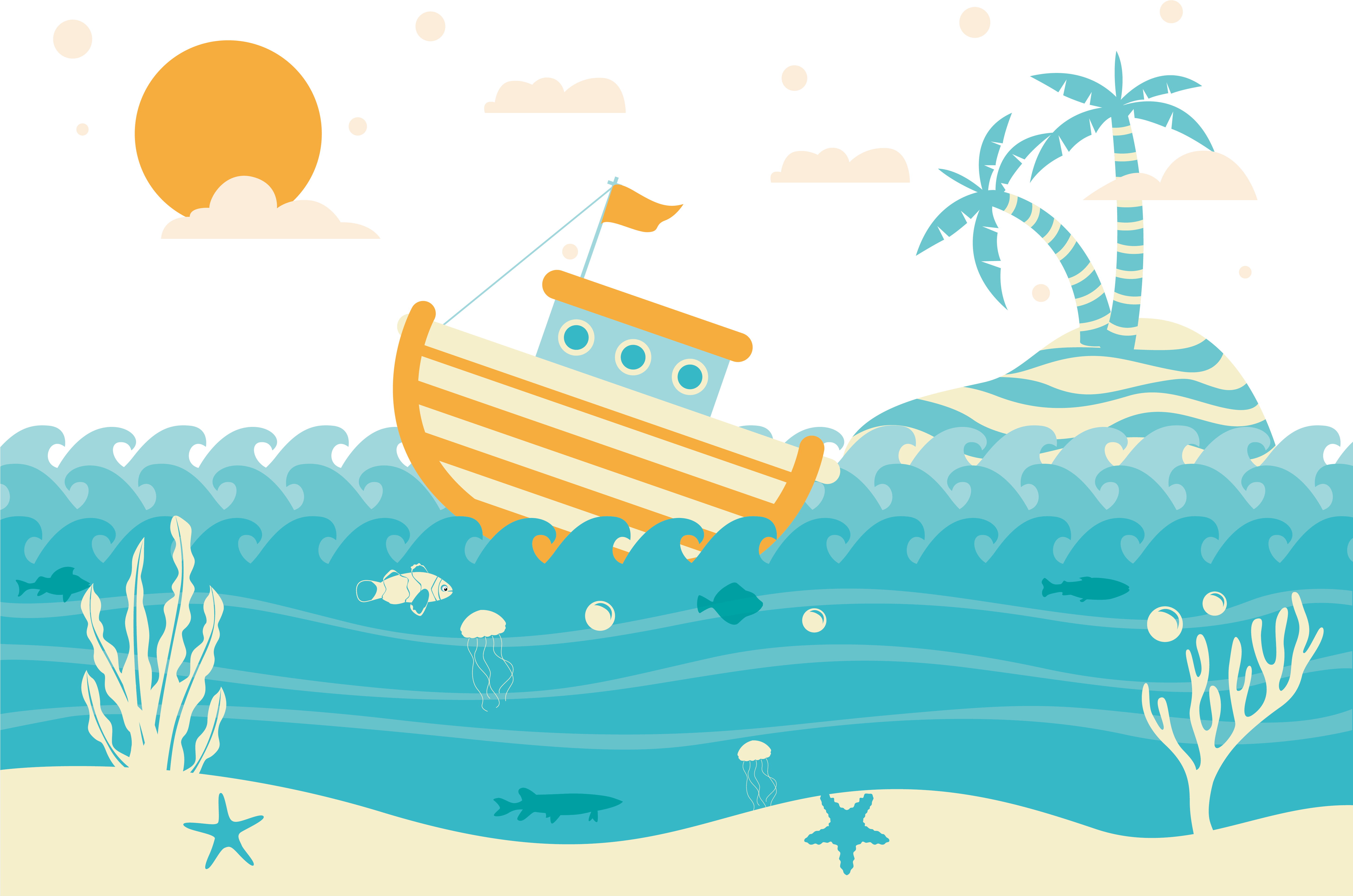 Seabed Seawater Illustration - Vector Graphics (6557x3867)