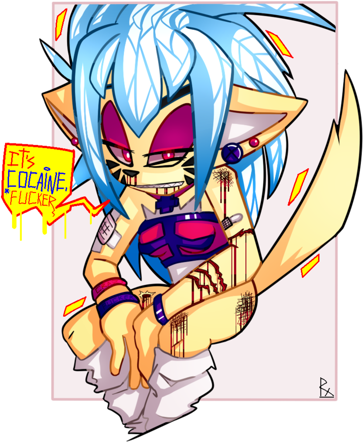 Cocaine Cat By Erixhellbread - Cartoon (797x1002)