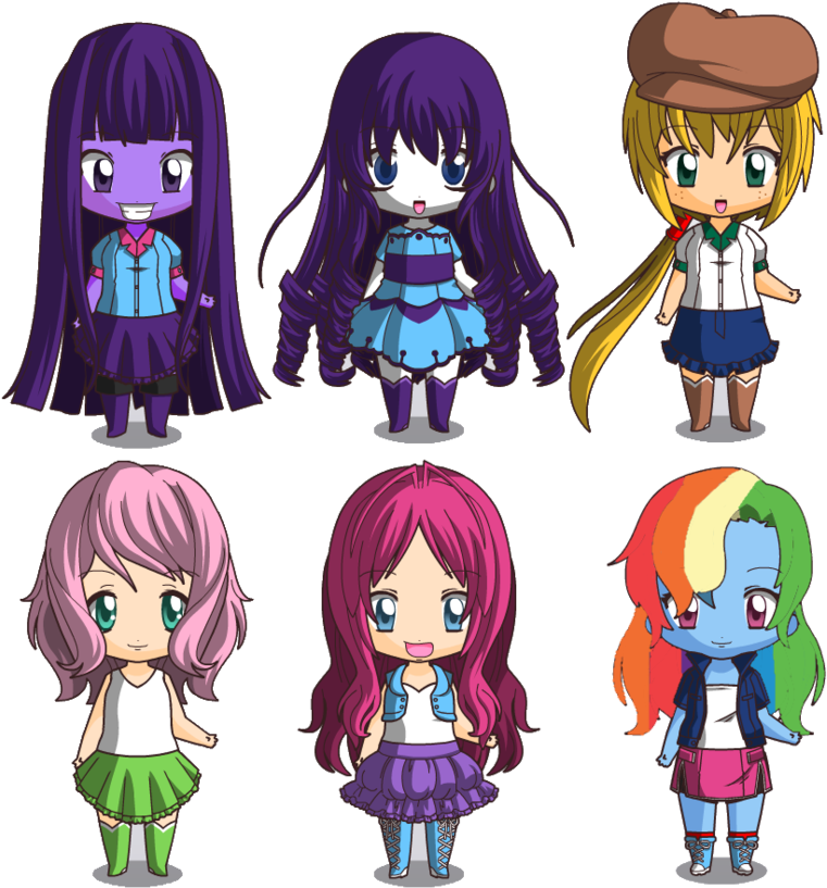 Eqg Chibi Mane 6 By Lola4232 - Comics (800x891)