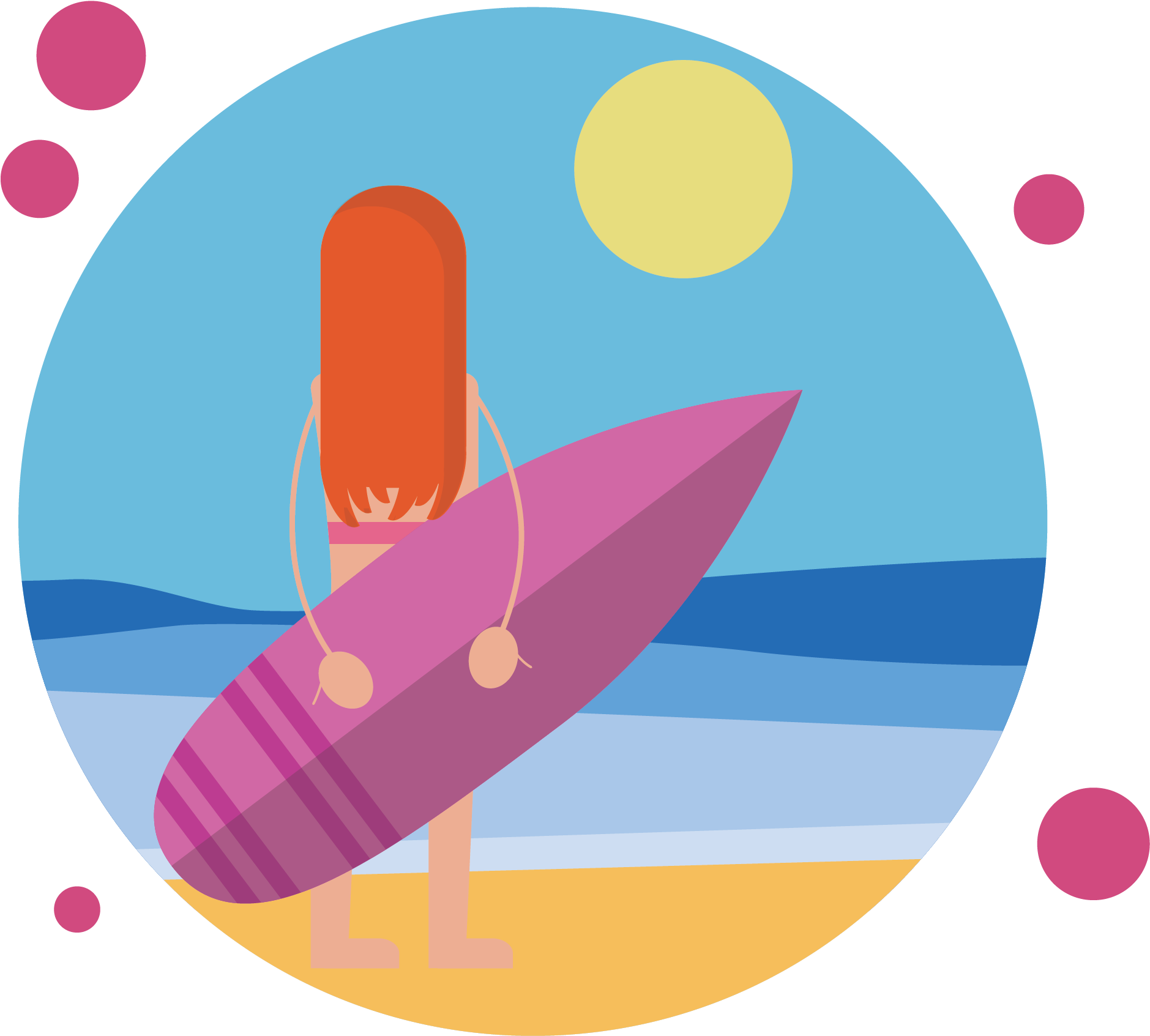 Girl Surfing Vector - Cartoon (3462x1729)