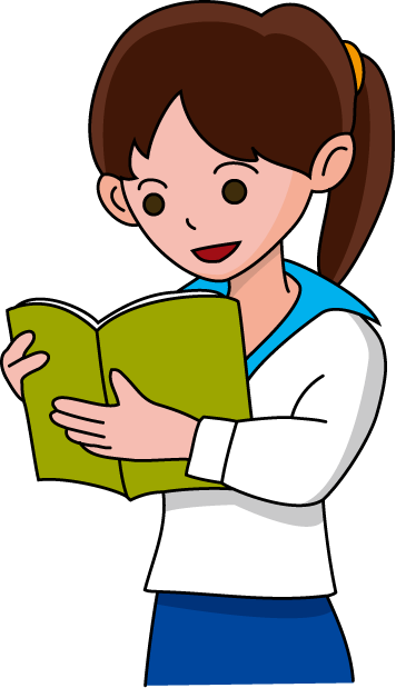 Girl-reading - Cartoon (356x619)