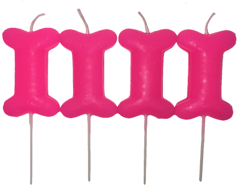 Dog Bone Shape Candle - Pawsome Doggie Pink Dog Bone Shape Birthday Candles (500x376)